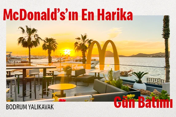 McDonald's Bodrum Yalıkavak restoranı ve gün batımı manzarası