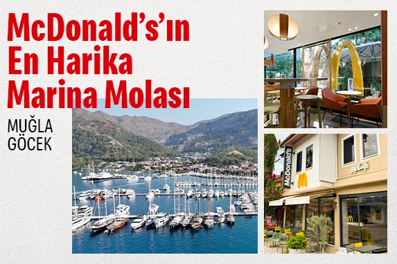 McDonald's Muğla Göcek Marina restoranı ve geniş bahçesi